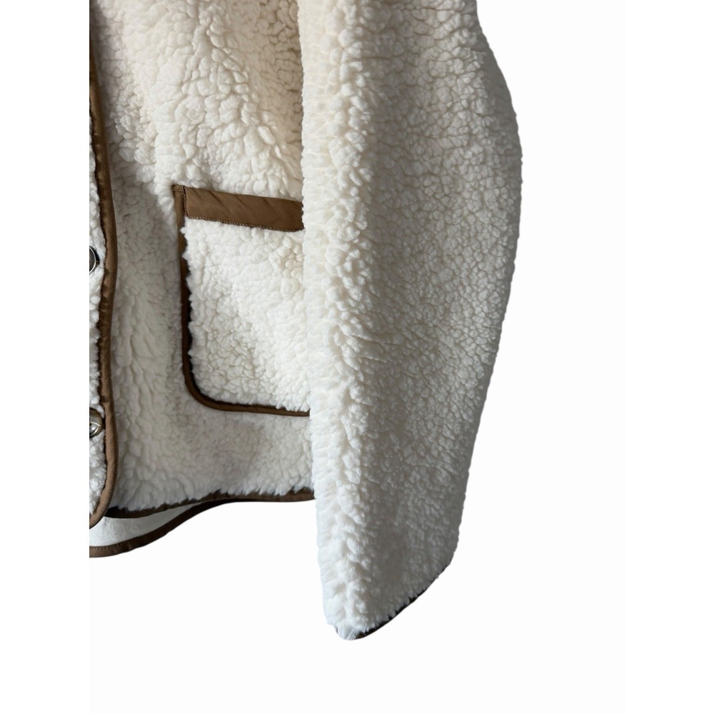 J Crew Faux Sherpa Barn Jacket Ivory Women's Size Large - Picture 8 of 12